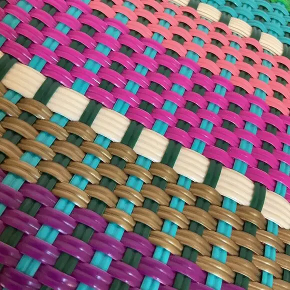 Colorful Handwoven Market & Beach Bag – Recycled Plastic Tote - Picture 8 of 9